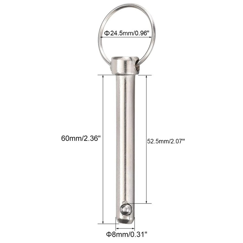 TA-VIGOR 2Pcs Quick Release Pins, 8mm Dia 60mm Length Bimini
