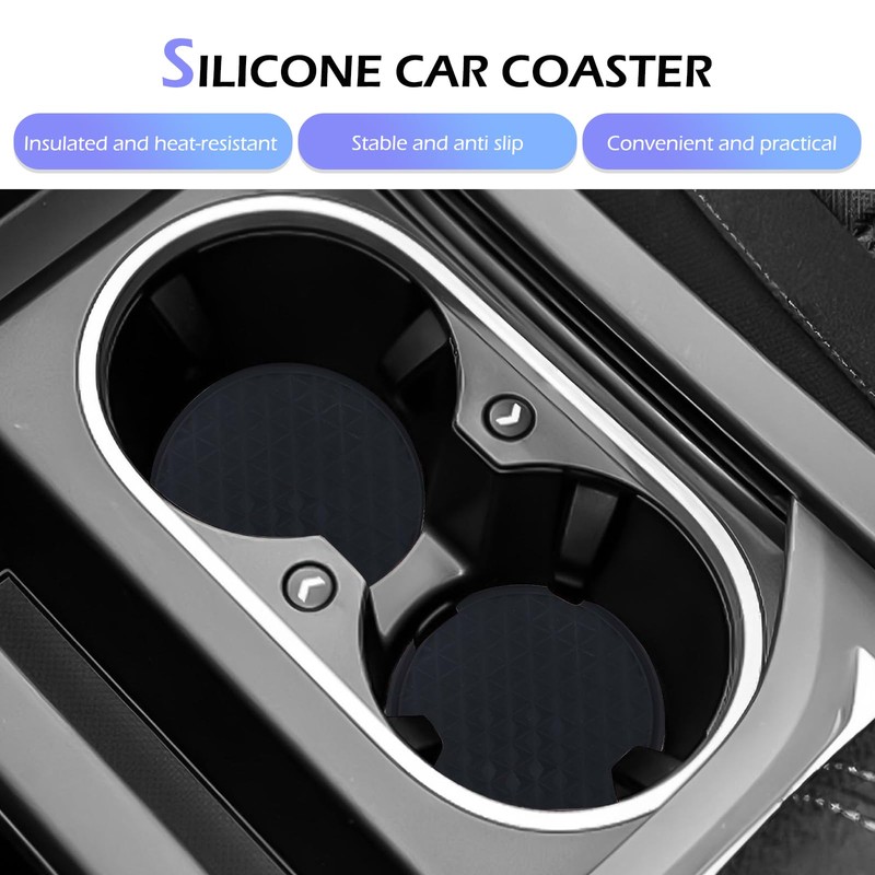 Zikefest 4PCS Car Cup Holder Coasters, Silicone Anti-Slip Insert Coasters,