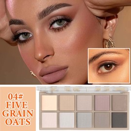 WENJLYJ 10 Color Eye Shadow Palette,Matte Nude Eyeshadow Primer Neutral Naked Eyeshadow Palette Waterproof and Smudge Proof,Makeup Eyeshadow Palette for Women（04）