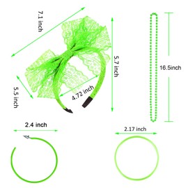 Blulu Women's 80s Costume Accessory Set, Lips Print T-Shirt, Lace Headband, Earrings, Necklaces, Bracelet for 80s Theme Party, m