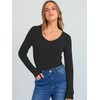 ANRABESS Long Sleeve Shirts for Women V Neck Ribbed Knit