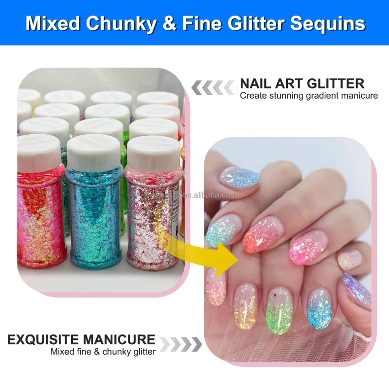 s High Flash Spring Chunky Glitter 24 Color Bottle Set