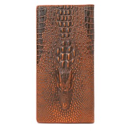 SUSHUN Men's 3D Alligator Wallet Bifold ID Card Holder Purse Case Long Clutch Billfold Khaki