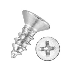 Kozelo 300pcs Phillips Flat Head Wood Screws - [#4x1/4] 304 Stainless Steel Countersunk Self Tapping Screws for Furniture Assembly, Interior Trim, Outdoor Construction, Silver