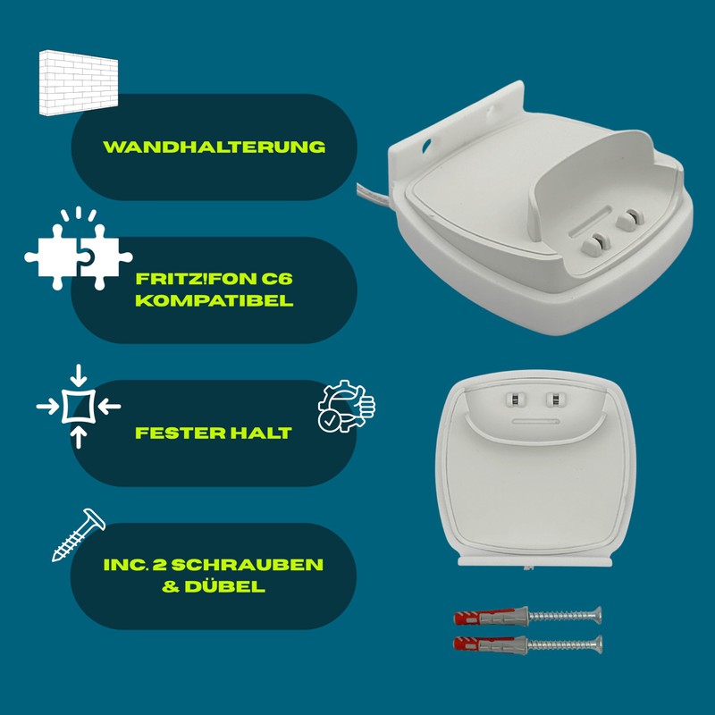 Generisch Wandhalterung für Fritz!Fon C6, 3D-Druck, mit Schrauben und Dübel