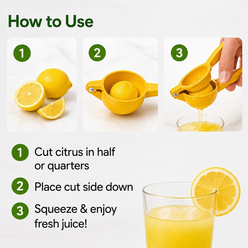 Lemon Squeezer, Manual Aluminum Alloy Citrus Juicer for Lemons &