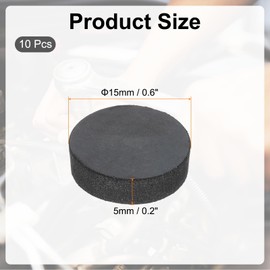 PATIKIL Rubber Solid Discs Washers, 10 Pcs Anti-Vibration Spacer 15mm OD x 5mm Thick Rubber Round Gasket Pad Bushings Spacer Washer for DIY Gasket Craft, Black