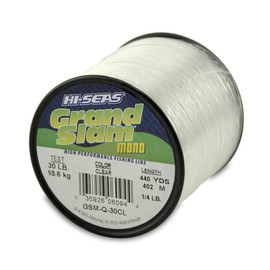 Hi-Seas Grand Slam Monofilament, 30 Pound Test, Smoke Blue, 1/4-Pound Spool