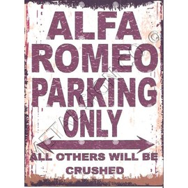 ALFA ROMEO METAL PARKING SIGN SMALL 6x8in 15x20cm RETRO VINTAGE STYLE tin wall art shed workshop garage classic cars