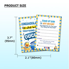 You Found a Duck 50 Set Tags for Cruising, Rubber Duck Cruising Games Card, With Round Hole and Rubber Bands (Blue+Yellow)