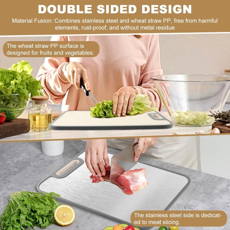 Cutting Boards for Kitchen, Rust-Resistant Double Sided Kitchen Cutting Board,