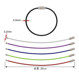 [Keepfine] Wire Keychain, Screw Type, Wire Key Ring, Nylon Coated Stainless Steel Key Chain, Stainless Steel Cable, Convenient Wire Ring, Key Organizer, Storage for Loss and Theft Prevention,