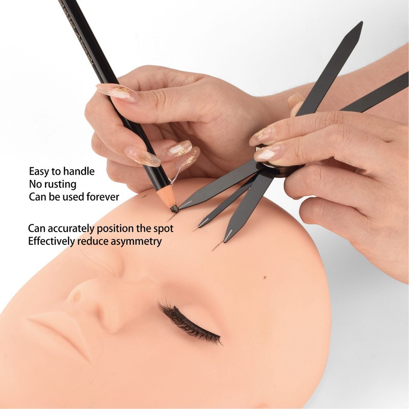 Eyebrow Stencil Ruler Black Stainless Steel Eyebrow Makeup Caliper Ruler