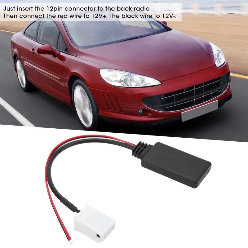 Bluetooth Audio Cable, 12-Pin Car Radio RD4 Bluetooth Music Aux