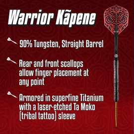 Shot! Darts Warrior Kapene Steel Tip Dart Set 90% Tungsten Barrels (25)