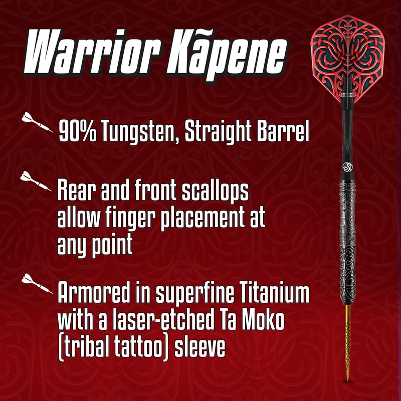 Shot! Darts Warrior Kapene Steel Tip Dart Set 90% Tungsten