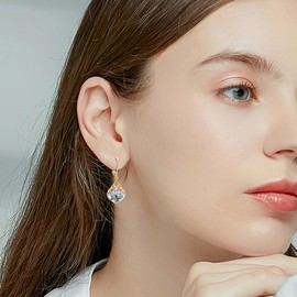 URONE Forget-Me-Not Flower Earrings, 925 Sterling Silver, Blue Flower, Dangling Drop Earrings, Filigree Jewellery for Women, Silver, No Gemstone
