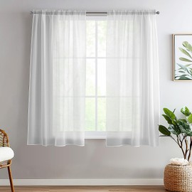 TOPICK Sheer White Curtains for Living Room Bedroom Window Lightweight Solid Voile net 72 Inch Drop Classic Drapes Light Filtering Curtains Rod Pocket Window Treatments 2 Panels