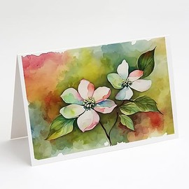 Caroline's Treasures DAC1713GCA7P Virginia American Dogwood in Watercolor Greeting Cards and Envelopes Pack of 8 Blank Cards with Envelopes Whimsical A7 Size 5x7 Blank Greeting Cards