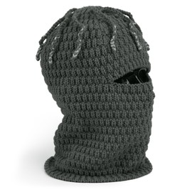 CLAPE Distressed Balaclava Balaclava with Dreadlocks Knitted Balaclava Windproof Ski Mask Men's Elastic Face Hood for Skiing Outdoor Sports Funny Balaclava, KHWB2401-Gray