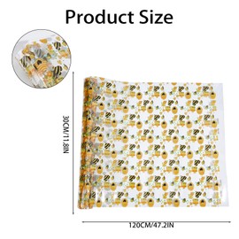 letsinstyle Bee Printed TPU Jelly Faux Leather Fabric, 11.8 x 47.2 Inch Clear TPU Vinyl Sheets, Transparent Clear Jelly Vinyl for Embroidery and Crafting Project