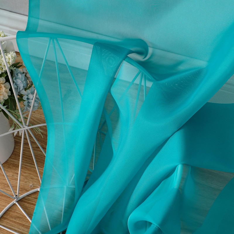 OVZME Turquoise Sheer Curtains 2 Panel Sets 84" Inch Length