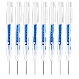 8Pcs Deep Reach Markers Waterproof Deep Hole Marker Pens 34mm Construction Markers Permanent Ink Quick-Dry Long Nib Marker Drill Long Nose Metal Marking Pen for Carpenters Construction (White)
