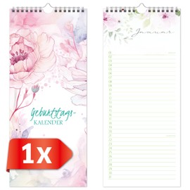 Primus Print Birthday Calendar - Year-Independent Everlasting Birthday Planner Birthday Overview 30 x 13 cm - Various Designs (Watercolour)