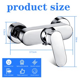 Plstod Shower Mixer Tap Single Lever Shower Alloy Single Lever Shower Mixer Tap Bathroom Tap with Ceramic Valve Core Tap Bathroom Switch Silver with G1/2 Shower Outlet