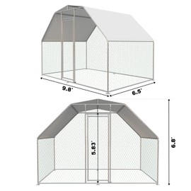 Belinova Chicken Coops Large Metal Chicken Coop Walk-in Poultry Cage Chicken Run for 6-10 Chickens Durable Chicken House/cage with Waterproof and Anti-UV Cover