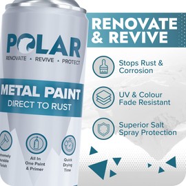 Polar Gloss Black Direct to Rust Spray Paint - 2 x 13.5 Fl Oz - Protect and Stop Rust & Corrosion - Primer, Undercoat, Topcoat - Quick Dry Formula - Ideal for Metal, Wood, Plastic and Ceramic Surfaces