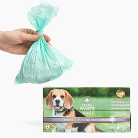 BOS Odor-Sealing Dog Poop Bags for Pet Waste - Disposal Doggy Bags - Scent & Smell Free (100Bags) [Size: XS, Color: Light Mint Green]　(100 Count, Pack of 2) (200 Bags)