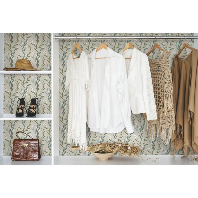 Roommates RMK12169PLW Taupe Budding Branches Peel and Stick Wallpaper