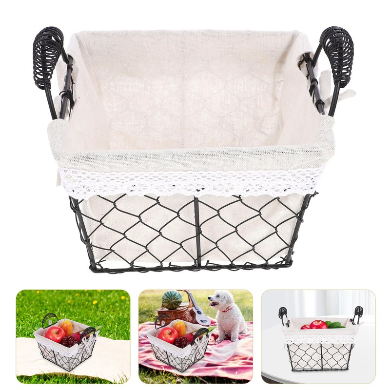TOVINANNA Bread Serving Basket Liner Iron Wire Storage Basket for