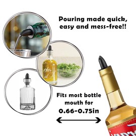 4 Pack Plastic Liquor Free Flow Pourers, Liquor Bottle Pourers for Alcohol, Syrup, Olive Oil, Mixed Drinks, Vinegar (Black-4 Pack)