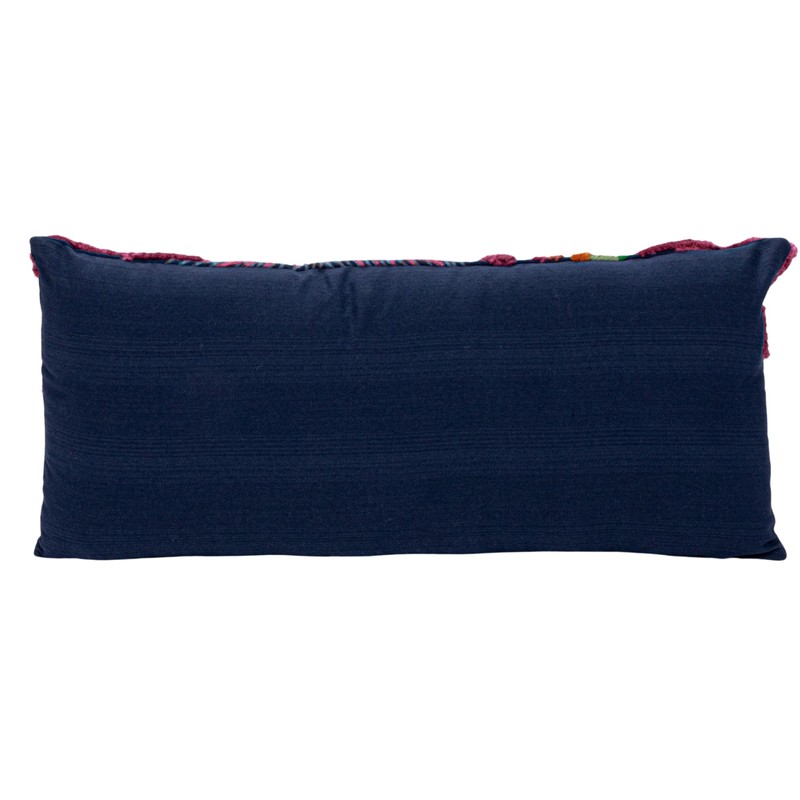 Creative Co-Op Embroidered Fabric Indoor/Outdoor Lumbar Pillow with Botanicals and