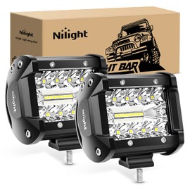 Nilight Led Light Pods 2PC 4Inch 60W Flood Spot Combo Triple Row Driving Lamp Roof Bumper Off Road LED Work Lights Pods for Van Camper Wagon Car Pickup Golf Cart ATV UTV SUV Truck Boat 4x4