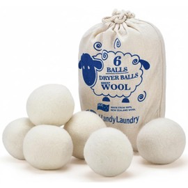 Handy Laundry Wool Dryer Balls - 2.5 Inch - Natural Fabric Softener, Reusable, Reduces Clothing Wrinkles and Saves Drying Time, Better Alternative to Plastic Balls and Liquid Softener (6-Pack)