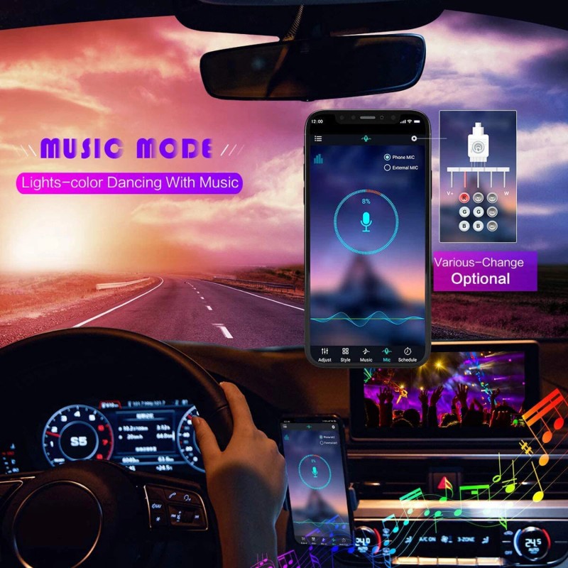 G4 AUTO LED Interior Light Kit 8 Color RGB Footwell