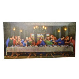 Three Star 36" Inch Last Supper on Canvas with LED Enhancements