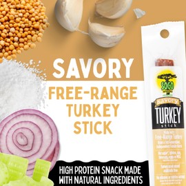 Savory Turkey, Sogo Snacks, No Sugar, 100% Free-Range, Non-GMO Turkey Sticks. No Added Nitrates, Gluten, Soy, MSG, Dairy, Nuts. Keto, Paleo Friendly (Turkey Savory, 1-oz, 12 Cnt)