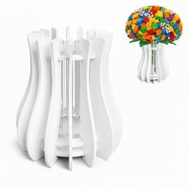 Set di vasi in legno, 11,9 x 11,9 cm, per bouquet e fiori artificiali, decorazione da tavolo, decorazione per la casa per donne e adulti (bianco)
