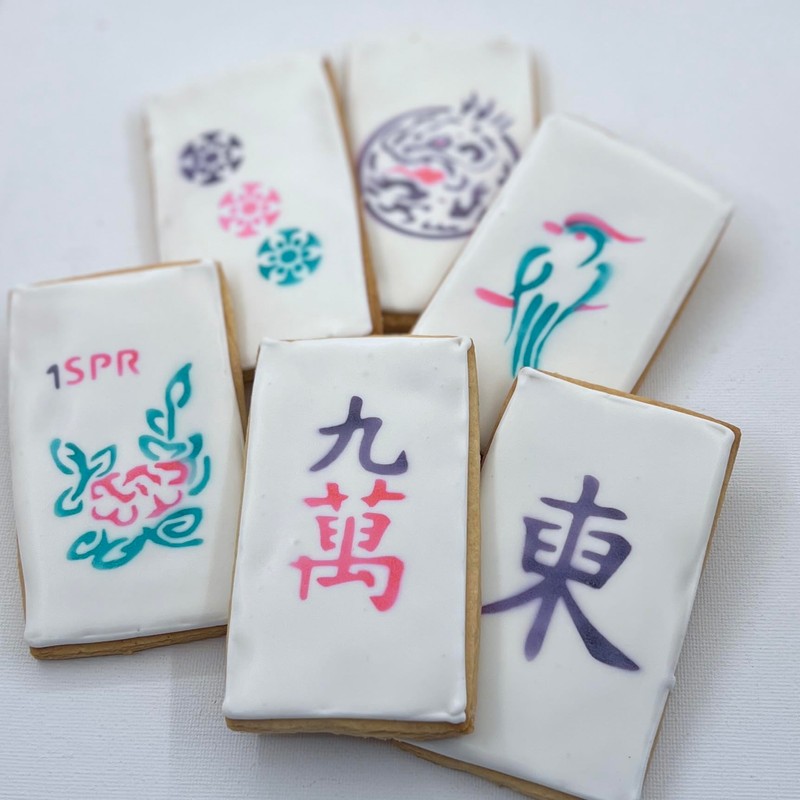 Mahjong Tile Cookies- Set of 6 Crunchy Shortbread Cookies Individually