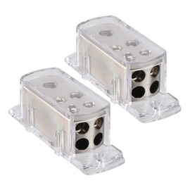 LABRIMP 2pcs Car Power Distribution Block Ways Splitter Box for Audio Amplifier Durable Resistant Transparent Shell Efficient Wiring for