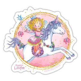 Spreadshirt Princess Lillifee Riding On Unicorn Rosalie Sticker, 10 x 10 cm, Matt White