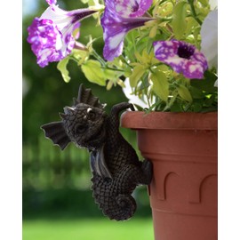 MystiCalls Garden Figurines Garden Dragon - Flower Pot Hanger Set of 4 - Fantasy Figure Decorative Dragon Garden