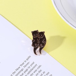 Otter Enamel Pin Cute Cartoon Animal Brooch Pins Sea Otter Gift Jewelry Backpack Lapel Brooches for Men Women Otter Lover Gift (A pair of otters)