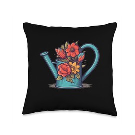 Watering Can with Flowers Flower Watering Can Costume Throw Pillow, 16x16, Multicolor