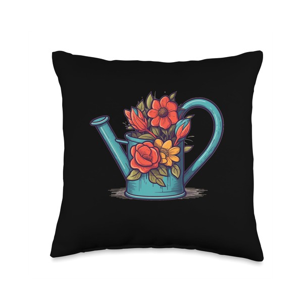 Watering Can with Flowers Flower Watering Can Costume Throw Pillow,