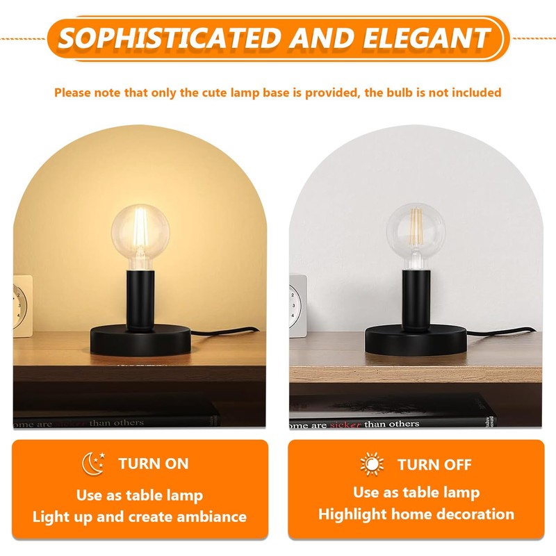 HUAREW Polished Metal Desktop Lamp Base, E26 E27 Screw Light